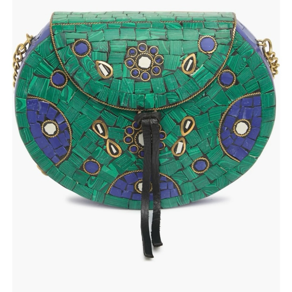 Lulu Green and Blue Iron Clutch